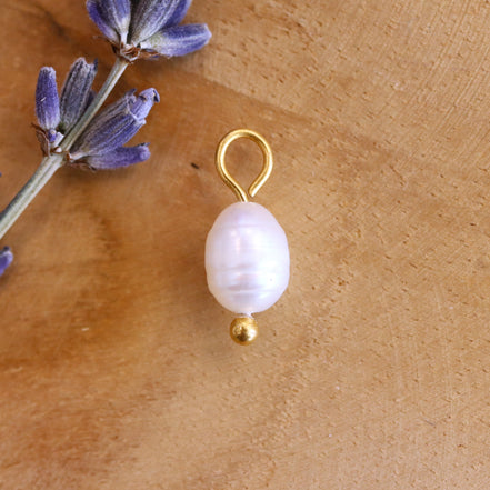 Freshwater pearl earring charm - gold