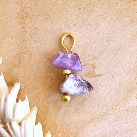 Amethyst earring charm - gold