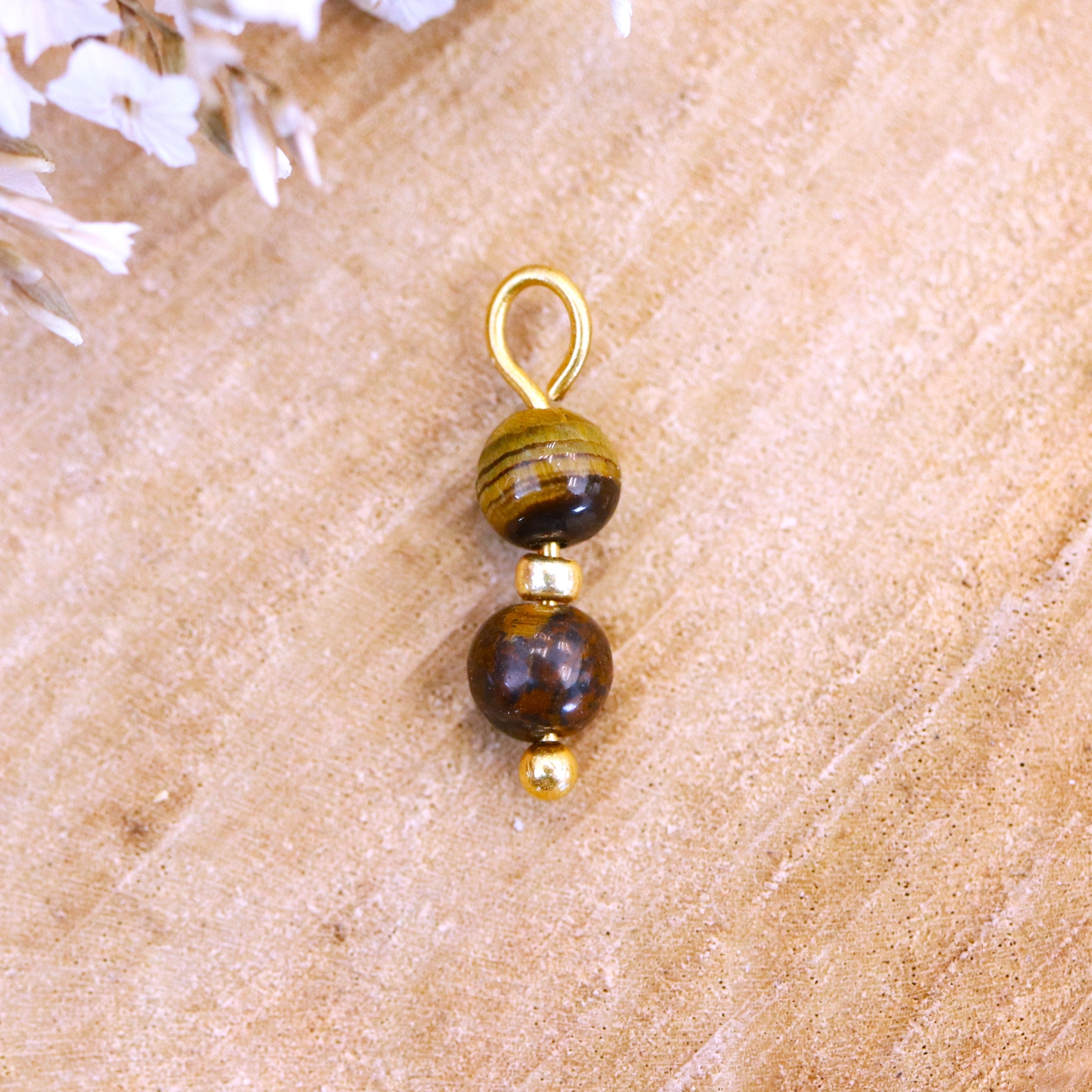 Tigerauge Ohrring Charm - Gold