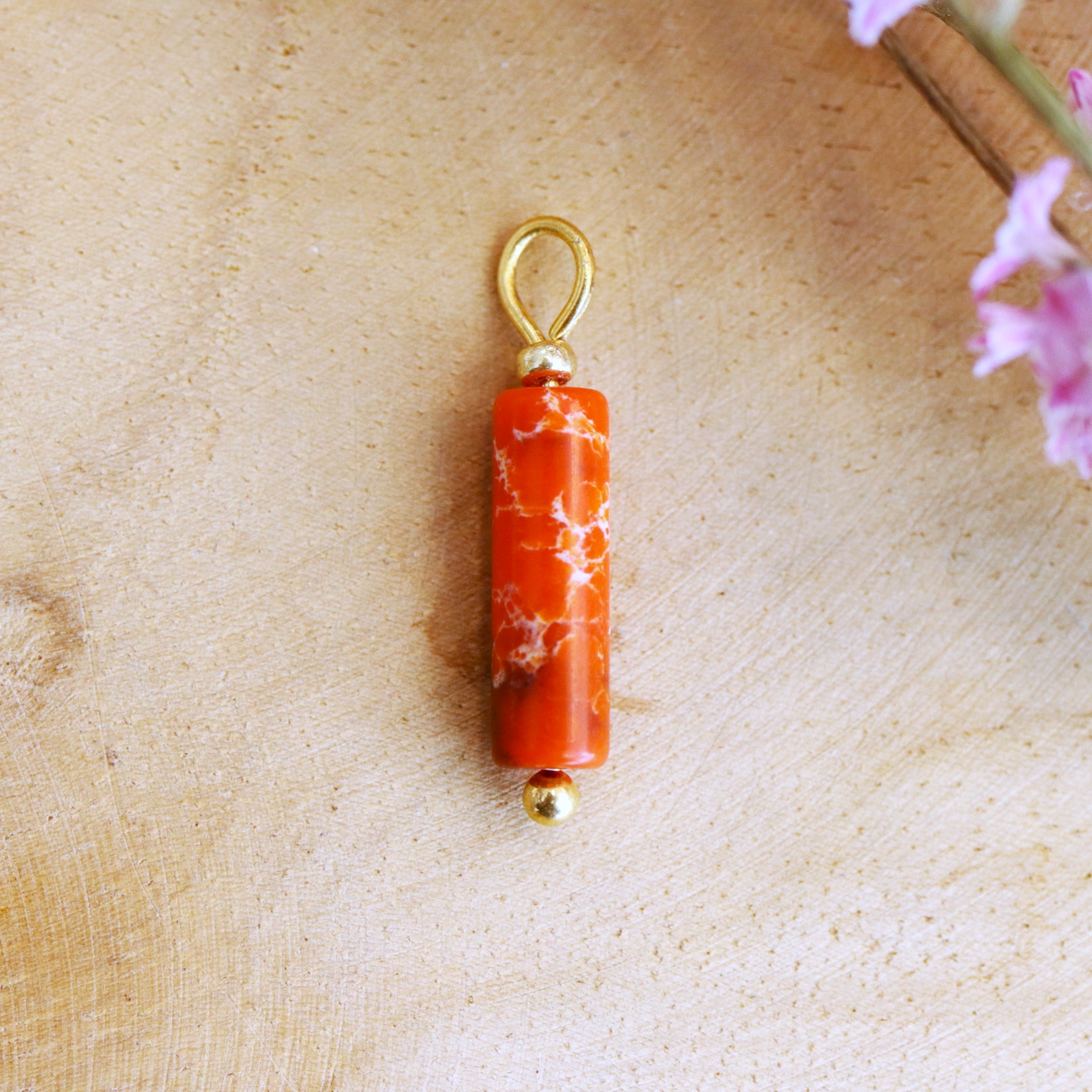 Coral earring charm - gold