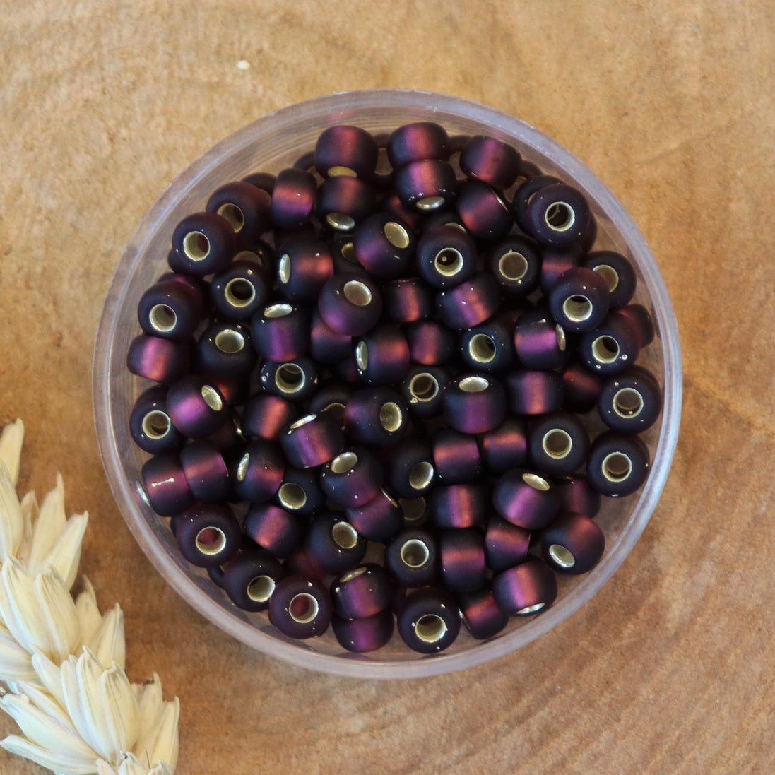 MR6-13F Silverlined matte dark smokey amethyst 10 grams