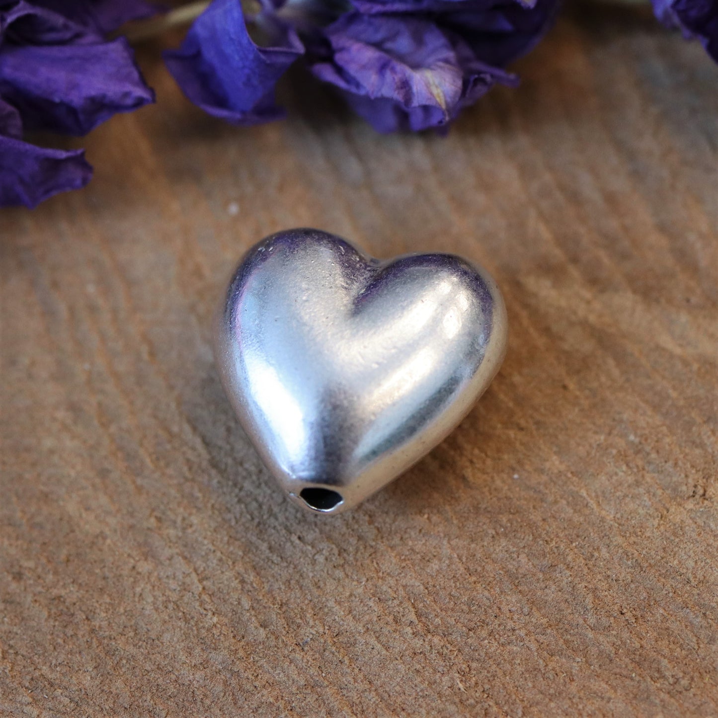 Bead DQ silver large round heart