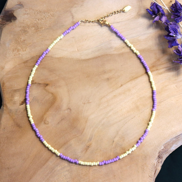 Kralenketting Miyuki - lila en geel