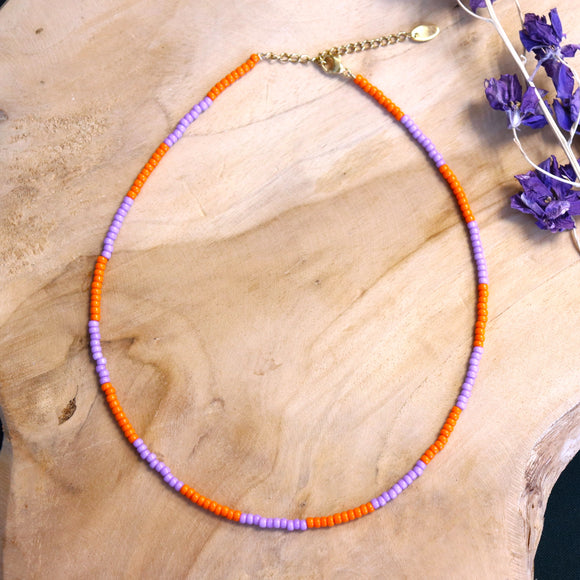 Kralenketting Miyuki - lila en oranje