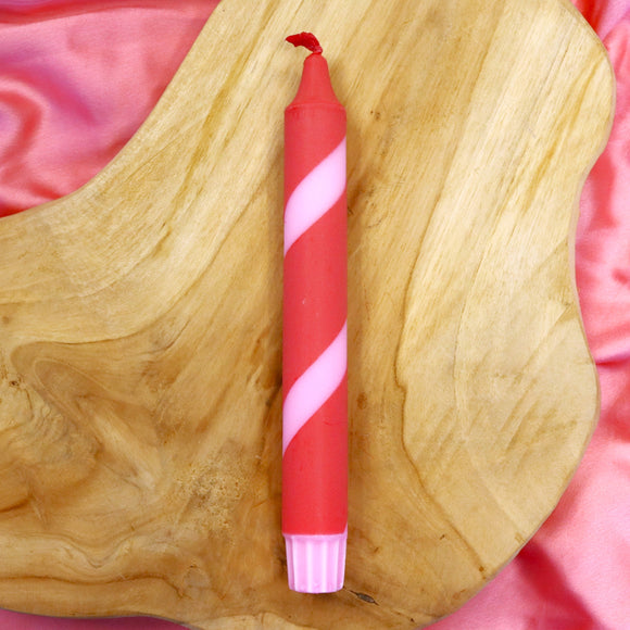 Kaars - rood/roze gestreept