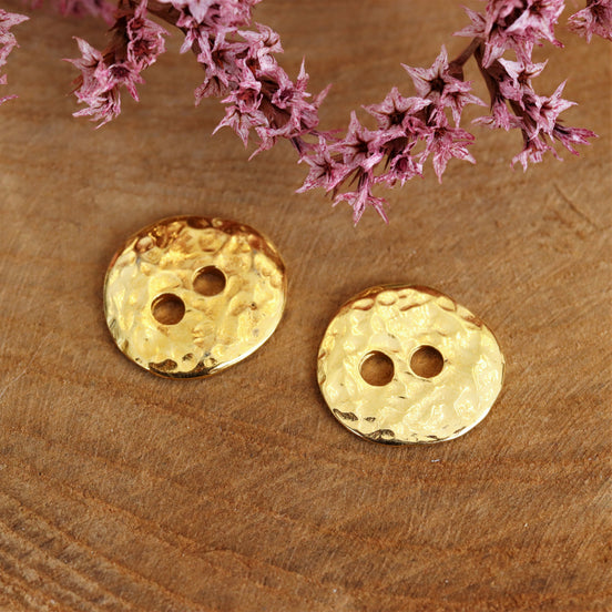 Perle DQ GOLD Knopf mit gehämmerter Oberfläche