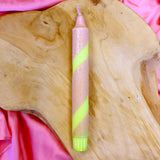 Kaars - groen/roze glitters gestreept