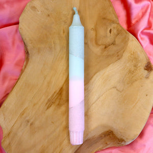 Kaars - turquoise/roze met glitters