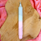 Kaars - turquoise/roze met glitters