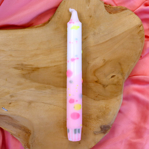 Kaars - roze overloop met spikkels