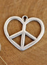 DQ Silber Charm großes Herz mit Peace-Zeichen