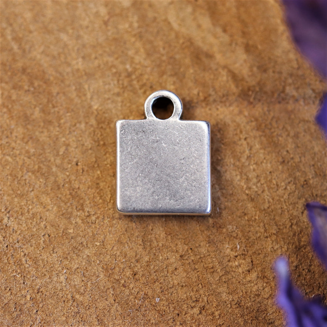 DQ silver square pendant