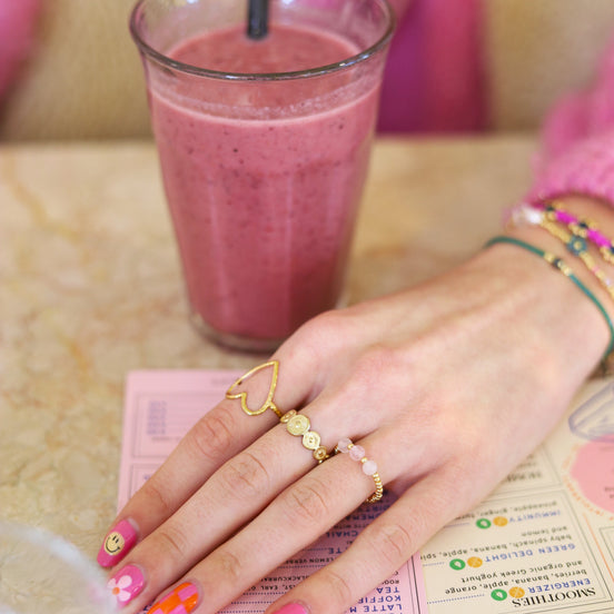 Gouden kralenring - maansteen