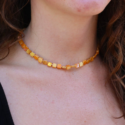 Perlenkette Miyuki - Gold mit Muschel