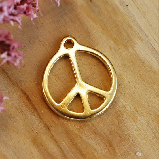DQ GOLD großer Peace-Zeichen-Anhänger