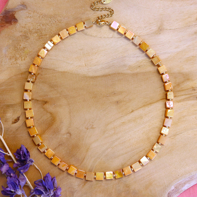Perlenkette Miyuki - Gold mit Muschel