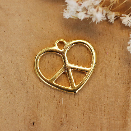 DQ GOLD kleines Herz mit Peace-Zeichen-Anhänger