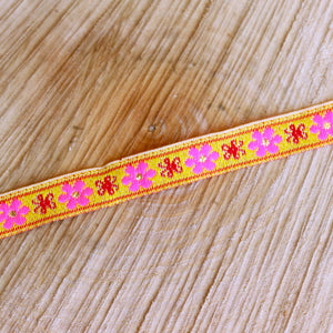 Bloemen lint - geel en roze
