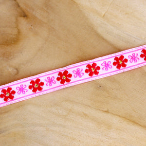 Bloemen lint - roze en rood