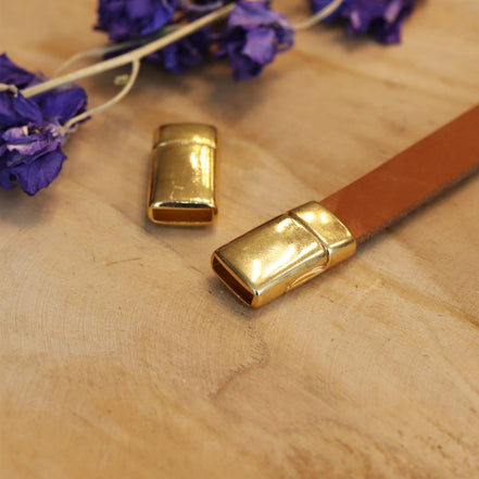 Flaches Leder 10mm Magnetverschluss DQ GOLD