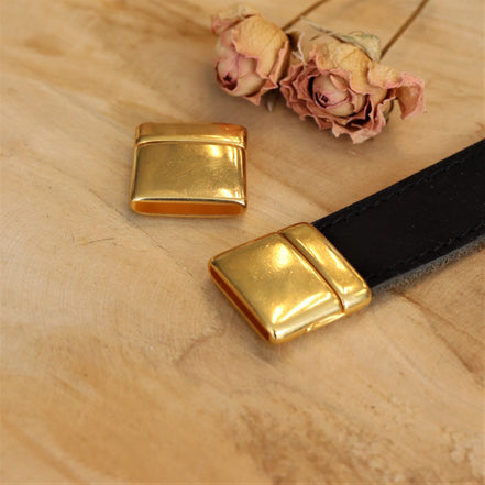 Flat leather 20mm magnetic closure DG GOLD