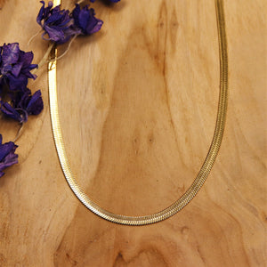 Stainless steel ketting goud - plat