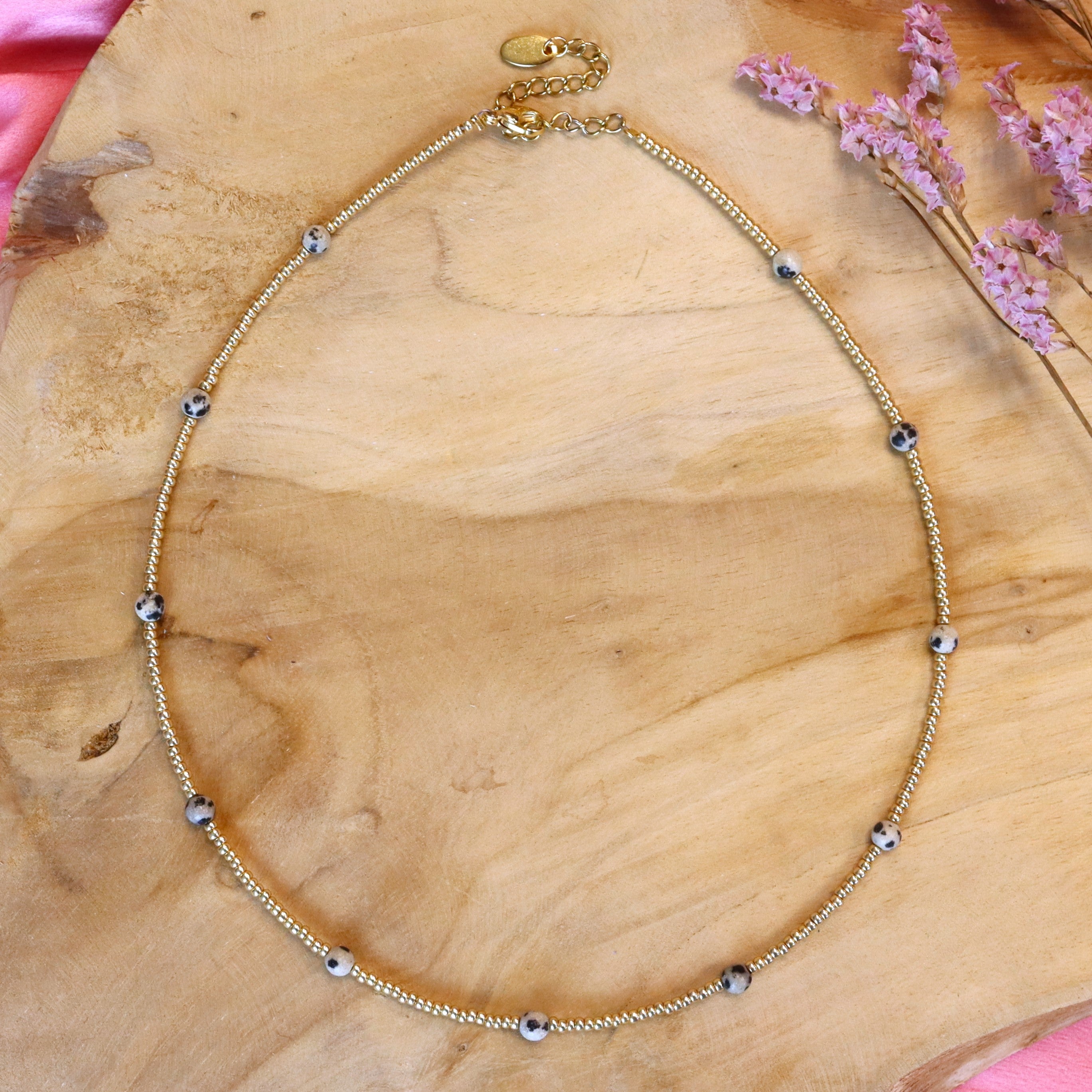 Gouden kralenketting - jaspis
