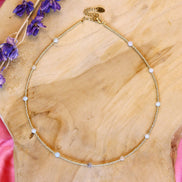 Gouden kralenketting - amazoniet