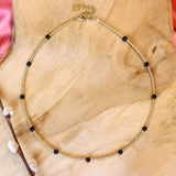 Gouden kralenketting - lavasteen
