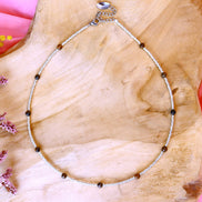 Zilveren kralenketting - tijgeroog