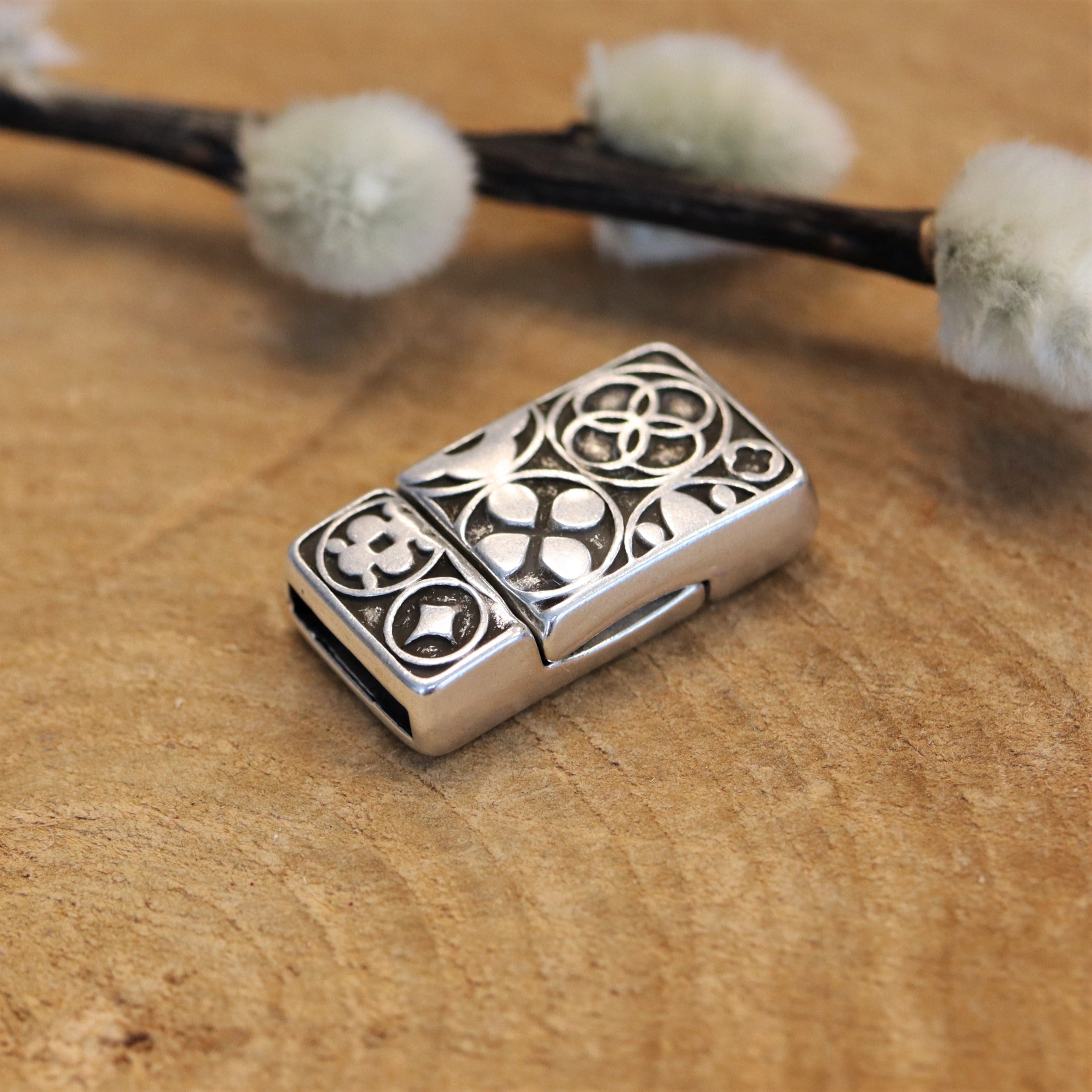 Magneetsluiting boho motief DQ zilver