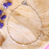 Zilveren kralenketting - rozenkwarts