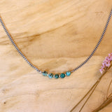 Stainless steel ketting zilver - turkoois