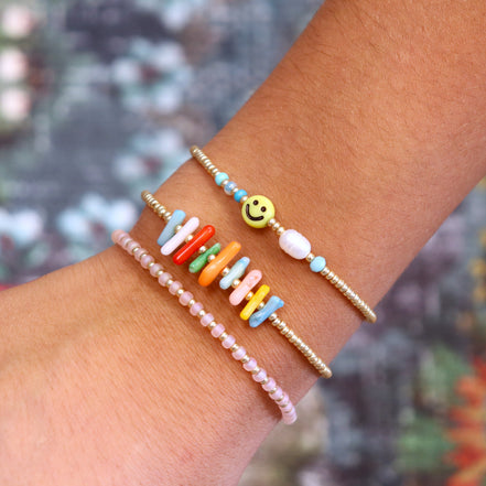 Miyuki armband goud met gekleurde schelp