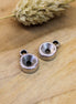 DQ silver Swarovski point stone charm flat bottom