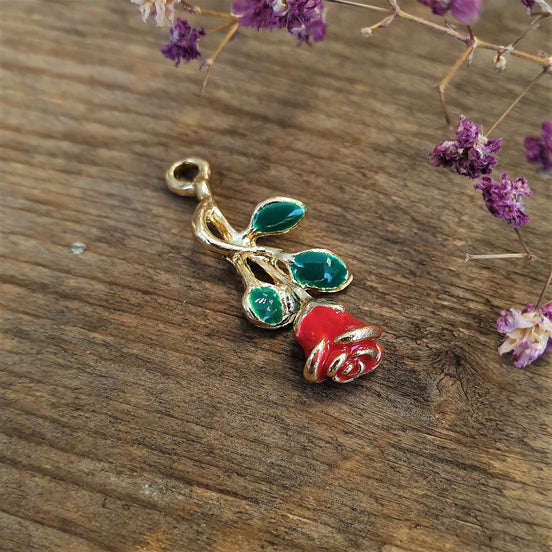 Emaille Charm - Rot Roségold