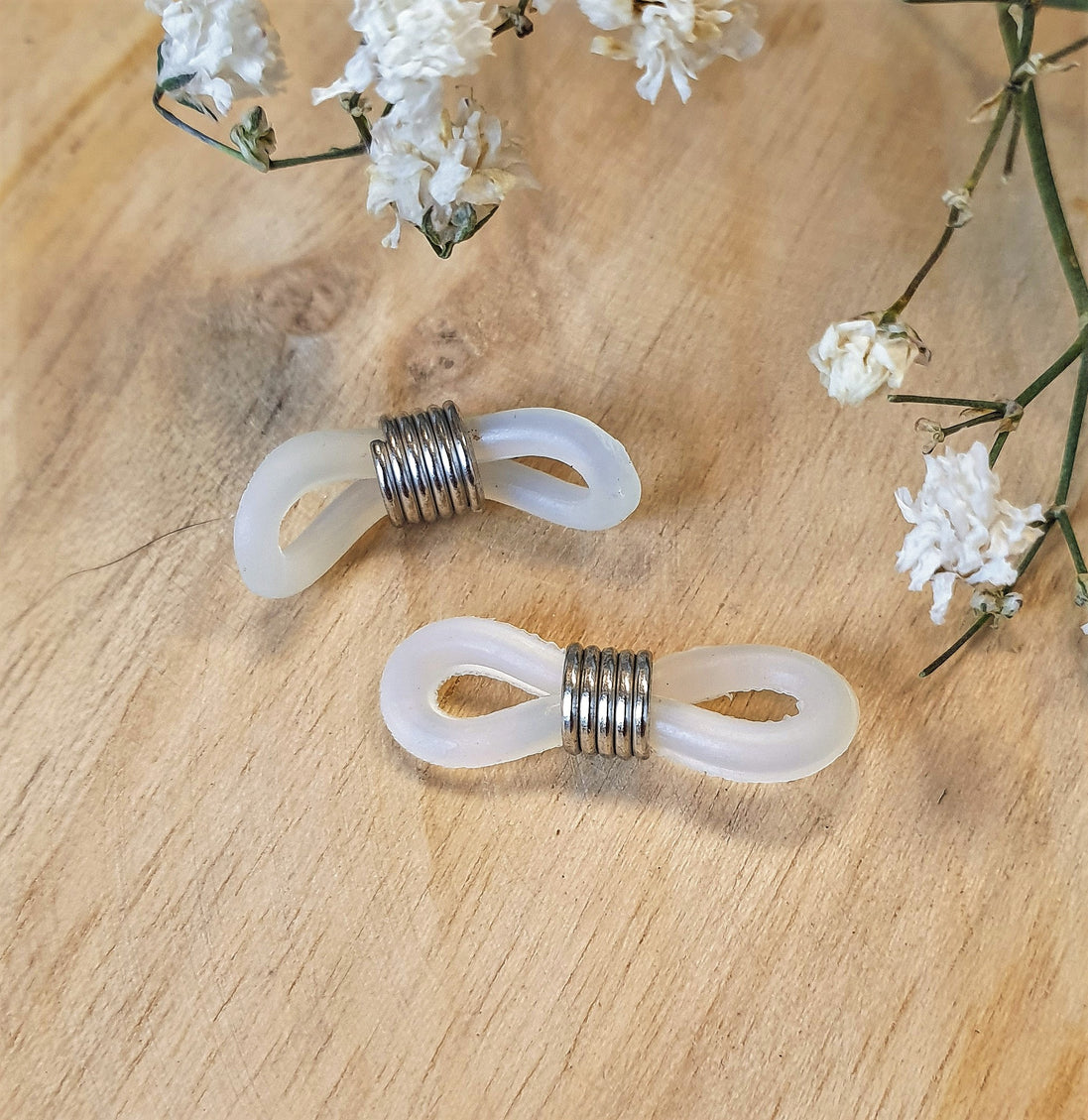 Silbernes Brillenbandende weiß pro Stück