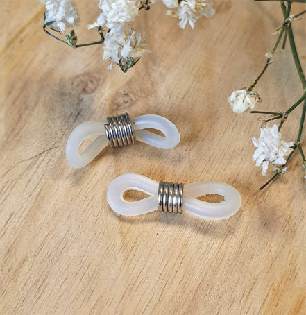 Silbernes Brillenbandende weiß pro Stück