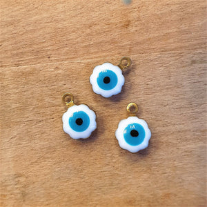 Gekleurde bedel evil eye wit goud