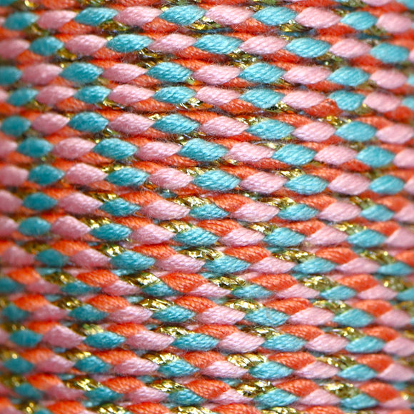 Trendy gevlochten koord 1 meter - Light pink turquoise