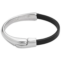 Halve magneet armband voor 5mm leer DQ zilver