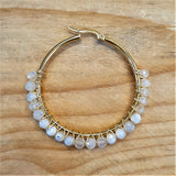 Stainless steel oorringen met maansteen goud