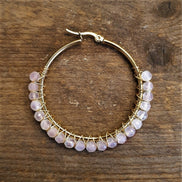Statement earrings with rose quartz gold