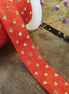 Elastic Ibiza ribbon red with gold hearts 1 meter