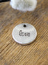 DQ silver charm with text on both sides 'love/amour'