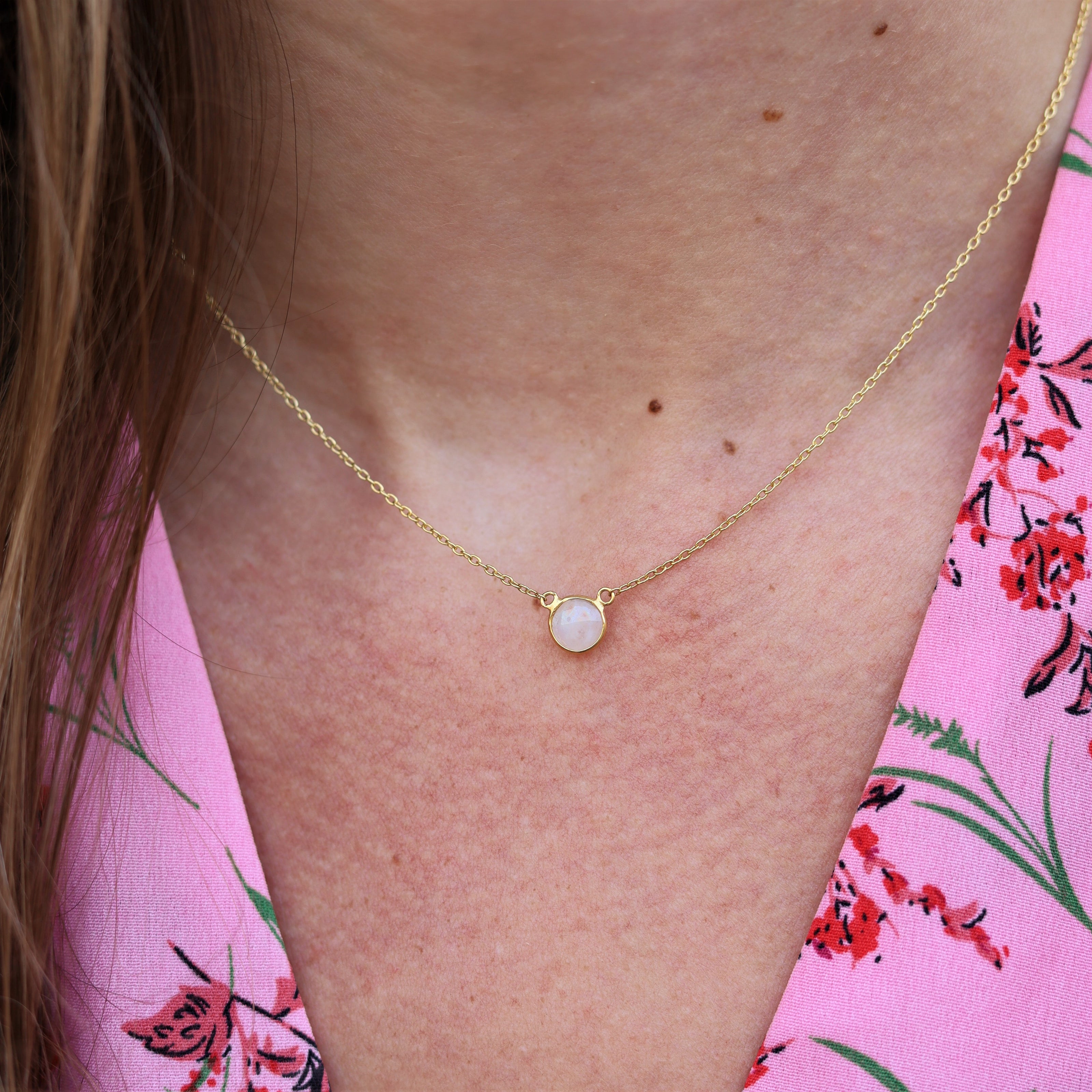 Gold plated ketting - maansteen