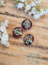 Bead purple - millefiori with green flower