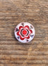 Perle weiß - Millefiori mit roter Blume