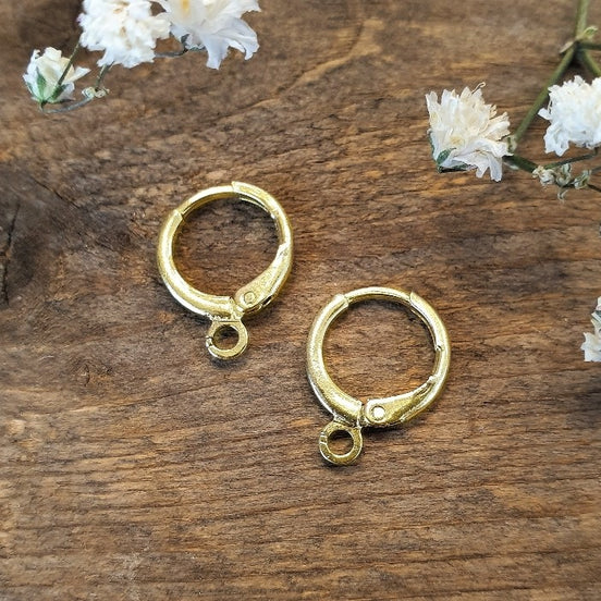 Stainless steel oorring met oogje goud per paar