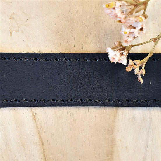 Plat leer 20 mm Zwart 20 cm